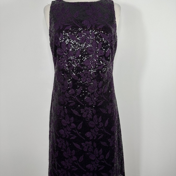 Lauren by Ralph Lauren Purple Sequin Netting Party Dress Sz 12 - Picture 2 of 9